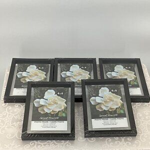 Set Of 5 Black Special Moments Photo Frames Holds 4x6" photo With Glass Panel &